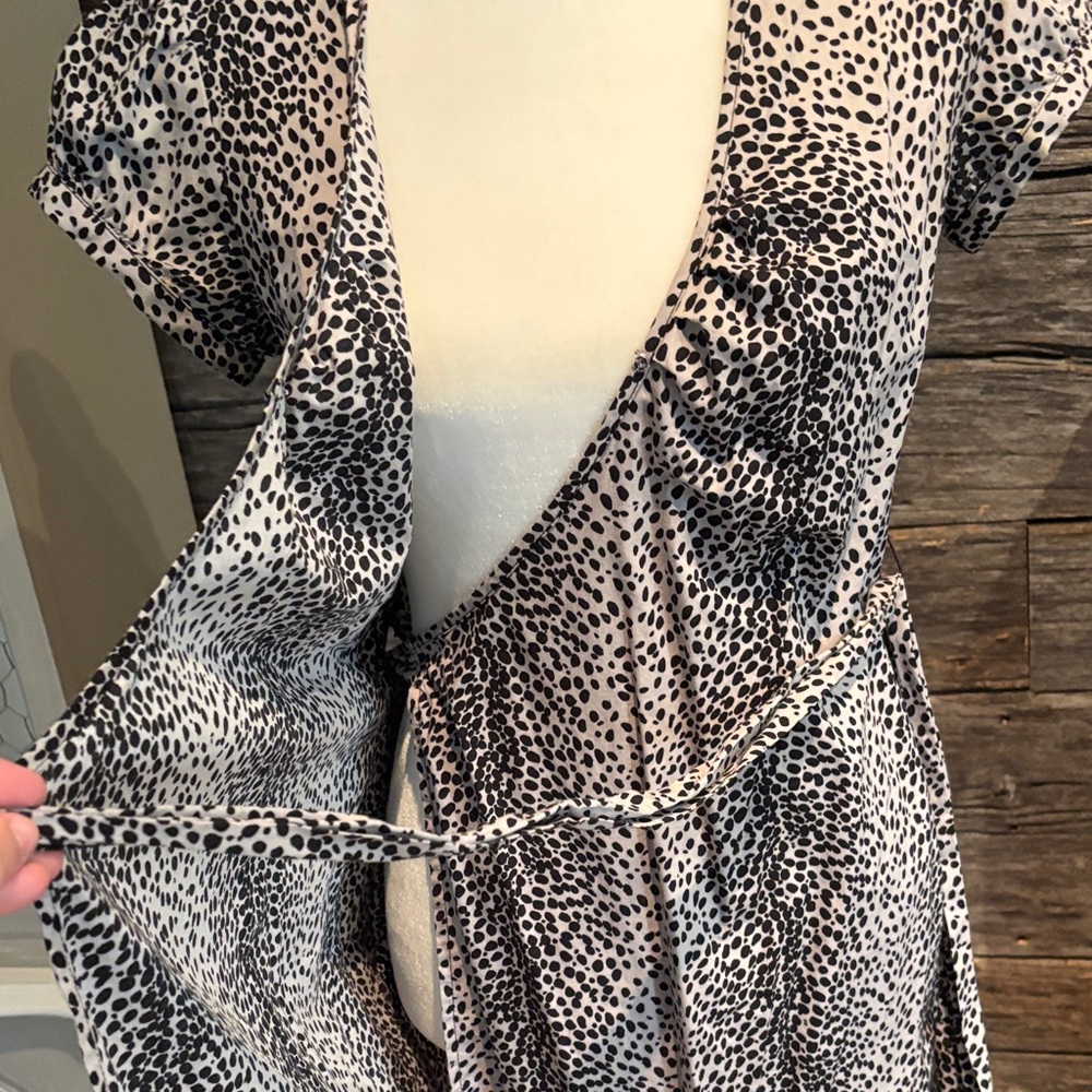 Express Black and White Patterned Wrap Mini Dress - Picture 10 of 11